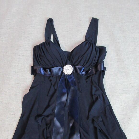 Dressbarn Collection Dress Womens 8P Navy Ruffles Formal Cocktail Prom New Years - Picture 3 of 12